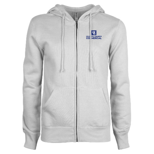 ENZA Womens White Fleece Full Zip Hoodie-Coldwell Banker Commercial