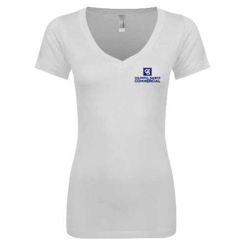 Next Level Womens White Ideal V Tee-Coldwell Banker Commercial