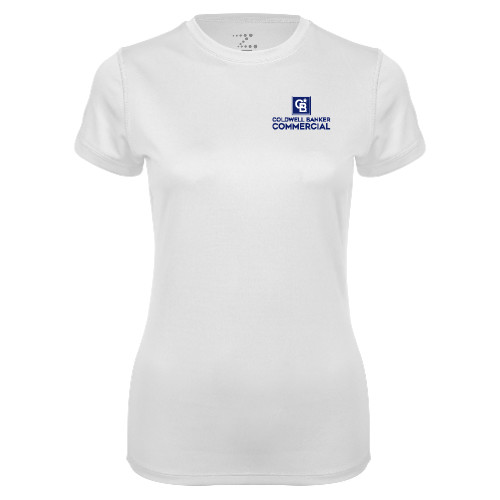 Womens White Performance Tee-Coldwell Banker Commercial