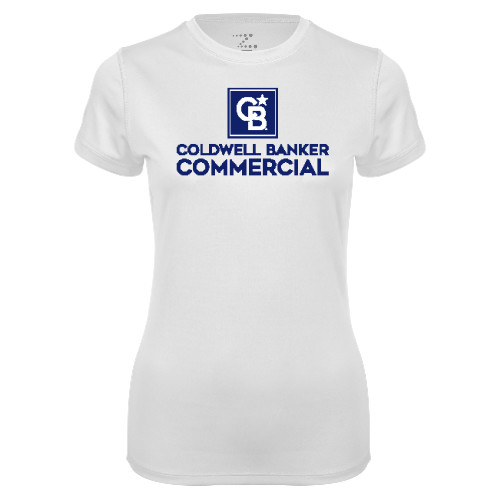 Womens White Performance Tee-Coldwell Banker Commercial