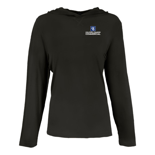 Womens Black Long Sleeve Hooded Tee-Coldwell Banker Commercial