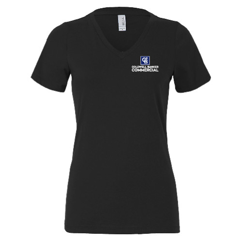 Bella + Canvas Womens Black V Neck Cotton T Shirt-Coldwell Banker Commercial
