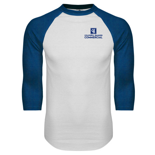 White/Royal Raglan Baseball T Shirt-Coldwell Banker Commercial