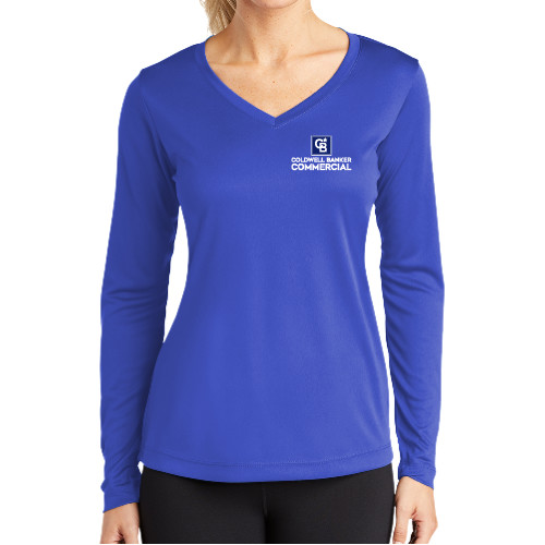 Womens Royal Performance Long Sleeve V Neck Shirt-Coldwell Banker Commercial
