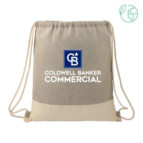 Split Recycled Cotton Grey/Natural Drawstring Bag-Coldwell Banker Commercial