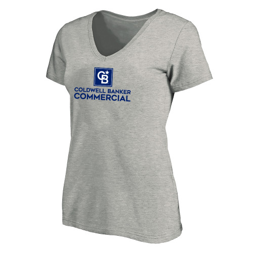 Womens Plus Heather Grey V Neck T Shirt-Coldwell Banker Commercial