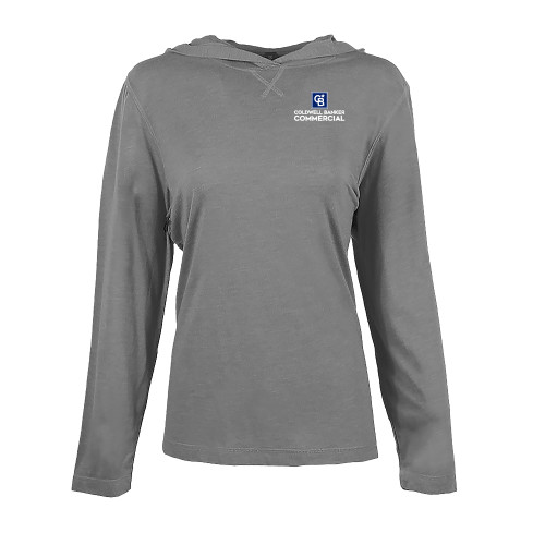 Womens Grey Heather Long Sleeve Hooded Tee-Coldwell Banker Commercial