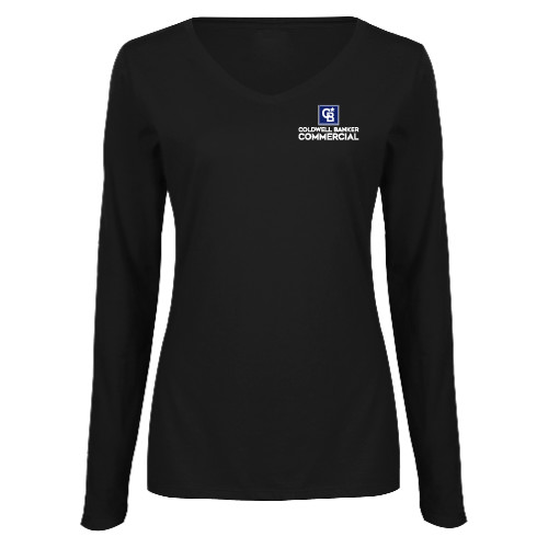 Womens Black Long Sleeve V Neck Tee -Coldwell Banker Commercial