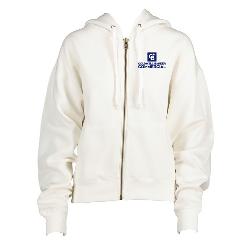 ENZA Womens White Boxy Full Zip Hood-Coldwell Banker Commercial