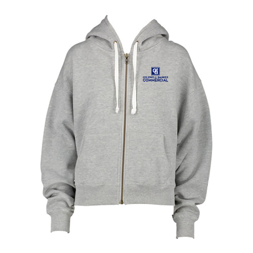 ENZA Womens Grey Boxy Full Zip Hood-Coldwell Banker Commercial