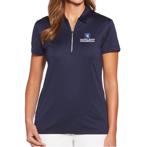Callaway Womens Navy Tulip Sleeve Zip Polo-Coldwell Banker Commercial