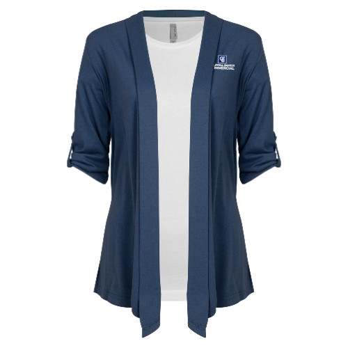 Womens Navy Drape Front Cardigan Sweater -Coldwell Banker Commercial