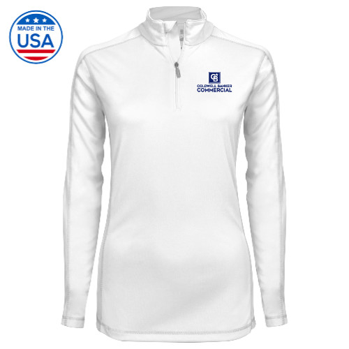 Syntrel Womens White Interlock 1/4 Zip-Coldwell Banker Commercial