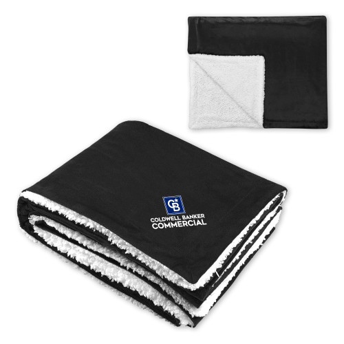 Super Soft Luxurious Black Sherpa Throw Blanket-Coldwell Banker Commercial
