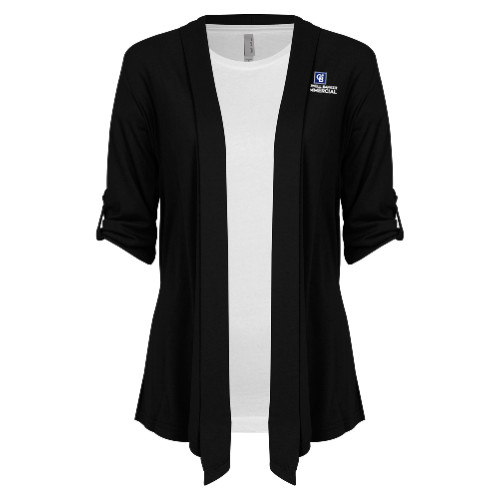 Womens Black Drape Front Cardigan Sweater-Coldwell Banker Commercial