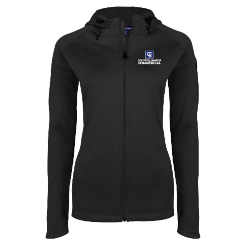 Womens Black Tech Fleece Full Zip Hooded Jacket-Coldwell Banker Commercial