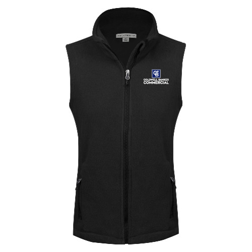Womens Black Fleece Full Zip Vest-Coldwell Banker Commercial