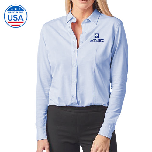 Womens Light Blue Elitech Prestige Knit Long Sleeve Shirt -Coldwell Banker Commercial