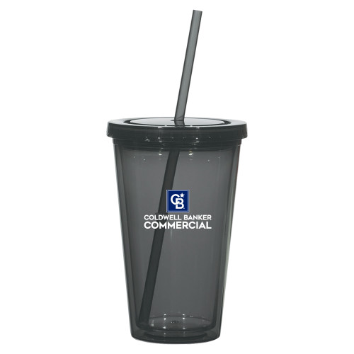 Madison Double Wall Charcoal Tumbler w/Straw 16oz-Coldwell Banker Commercial Stacked