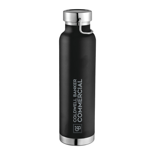 Thor Copper Vacuum Insulated Black Bottle 22oz-Coldwell Banker Commercial - Horizontal Engraved