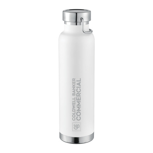 Thor Copper Vacuum Insulated White Bottle 22oz-Coldwell Banker Commercial - Horizontal Engraved