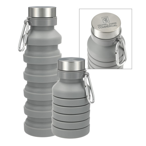 Zigoo Silicone Collapsible Grey Bottle 18oz-Coldwell Banker Commercial Engraved