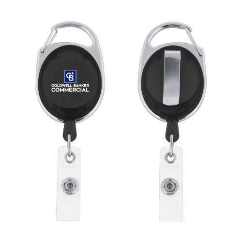Black Oval Retractable Badge Holder w/Clip-Coldwell Banker Commercial Stacked