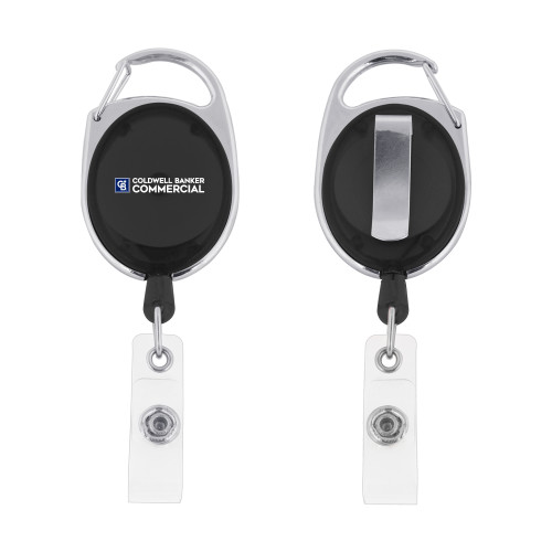Black Oval Retractable Badge Holder w/Clip-Coldwell Banker Commercial Flat