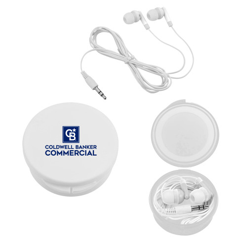 Ear Buds in White Case-Coldwell Banker Commercial Stacked