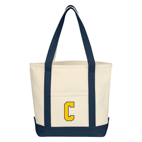  Cotton Canvas Natural/Navy Tote Bag - Block C