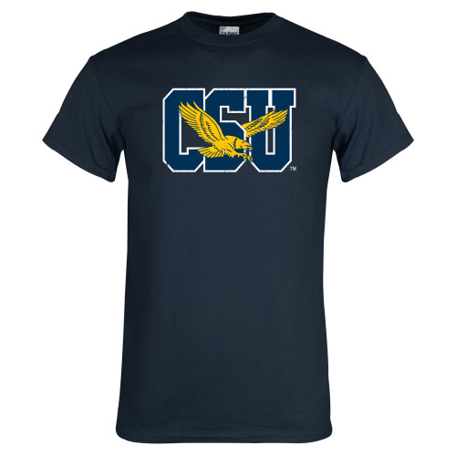  Navy T Shirt - Official Logo Distressed