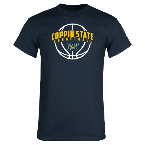  Navy T Shirt - Coppin State Basketball Arched w/ Ball