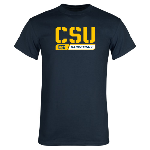  Navy T Shirt - CSU Basketball Stencil