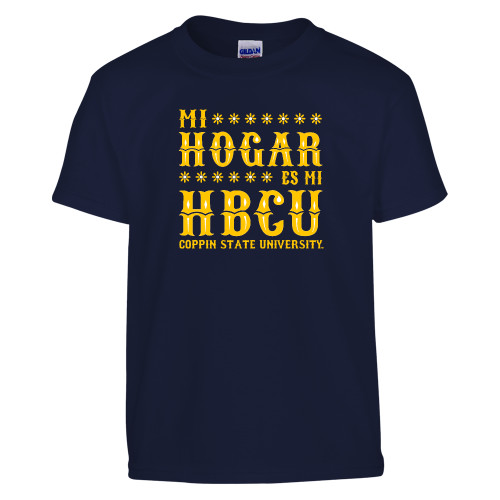  Youth Navy T Shirt - Mi Hogar Es Mi HBCU Hispanic Heritage - CSU