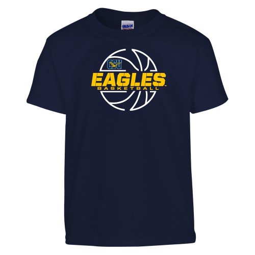  Youth Navy T Shirt - Eagles Basketball Split Lined Ball