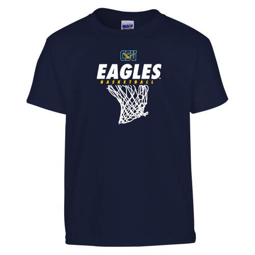  Youth Navy T Shirt - Eagles Basketball w/ Hanging Net