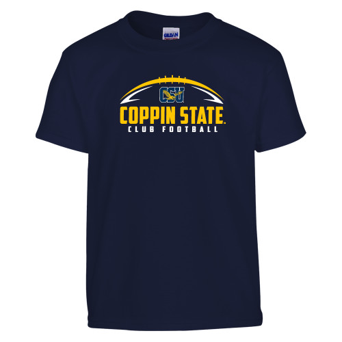  Youth Navy T Shirt - Coppin State Club Football w/ Football