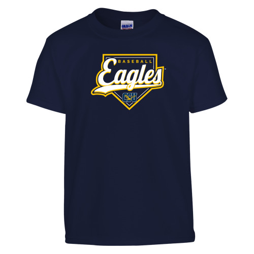  Youth Navy T Shirt - Eagles Baseball Plate w/ Script