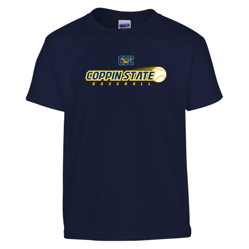  Youth Navy T Shirt - Coppin State Baseball Flying Ball