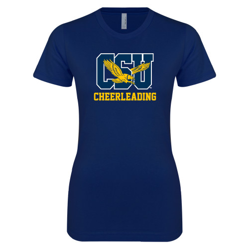  Next Level Womens Navy Boyfriend Tee - Cheerleading