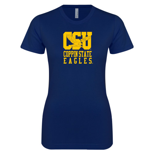  Next Level Womens Navy Boyfriend Tee - CSU Coppin State Eagles