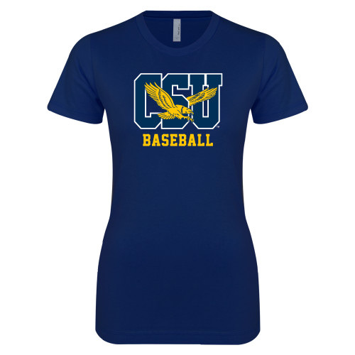  Next Level Womens Navy Boyfriend Tee - Baseball