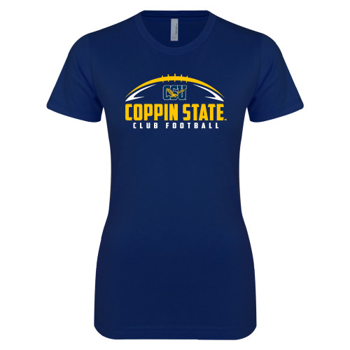  Next Level Womens Navy Boyfriend Tee - Coppin State Club Football w/ Football