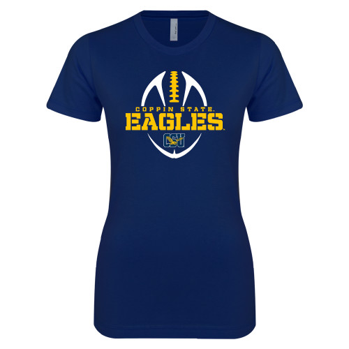  Next Level Womens Navy Boyfriend Tee - Coppin State Eagles Football Vertical