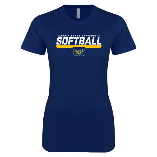  Next Level Womens Navy Boyfriend Tee - Coppin State University Softball Stencil