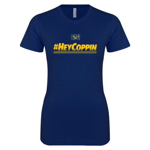  Next Level Womens Navy Boyfriend Tee - #HeyCoppin