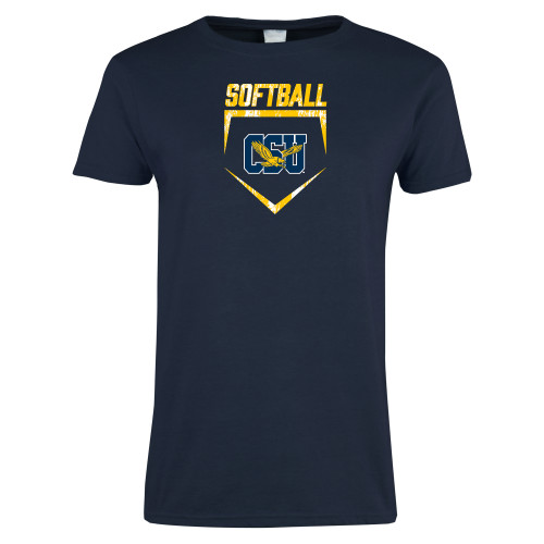  Womens Short Sleeve Navy Tee - Softball Plate