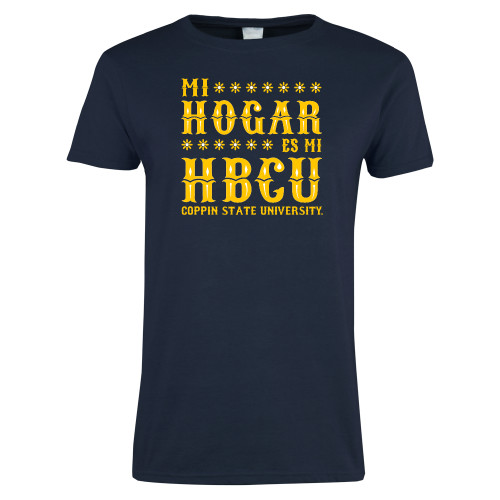  Womens Navy Short Sleeve Tee - Mi Hogar Es Mi HBCU Hispanic Heritage - CSU