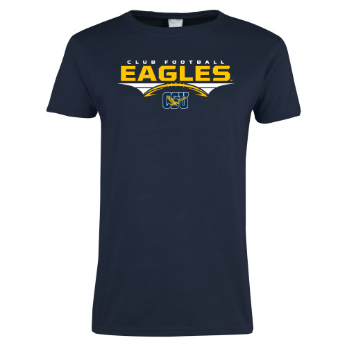  Womens Short Sleeve Navy Tee - Eagles Club Football Stacked