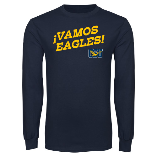  Navy Long Sleeve T Shirt - Vamos Eagles Hispanic Heritage - CSU